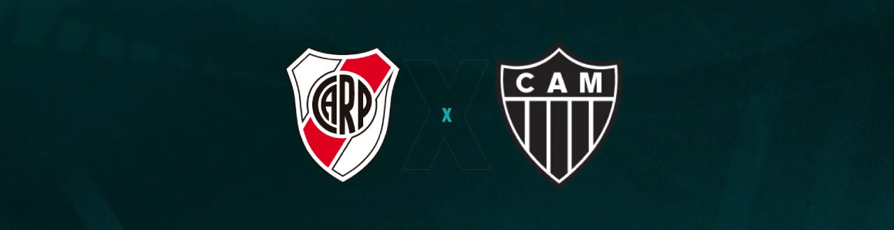 Escudos de river e galo, que duelam pela Libertadores