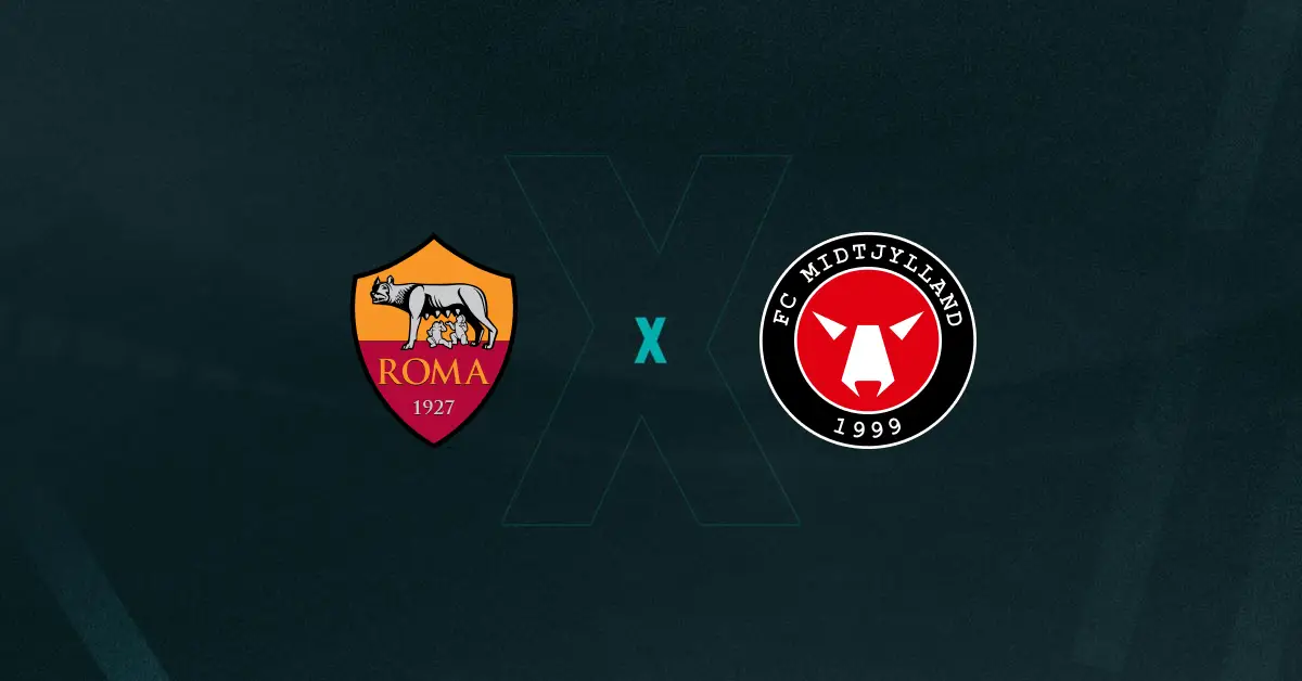 Escudos de Roma x Midtjylland, que se enfrentam pela Europa League