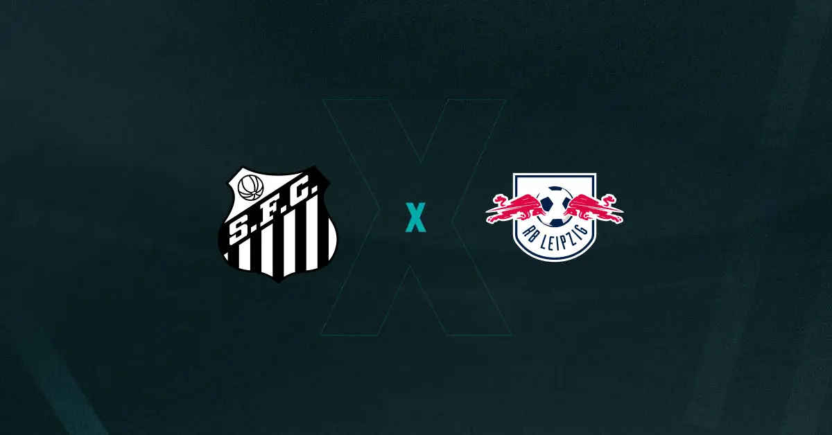 Escudos de Santos e RB Leipzig, que se enfrentam em Amistoso Internacional