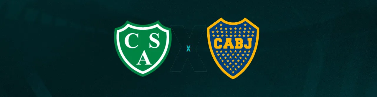 Escudos de Sarmiento e Boca Juniors, que duelam pelo Campeonato Argentino