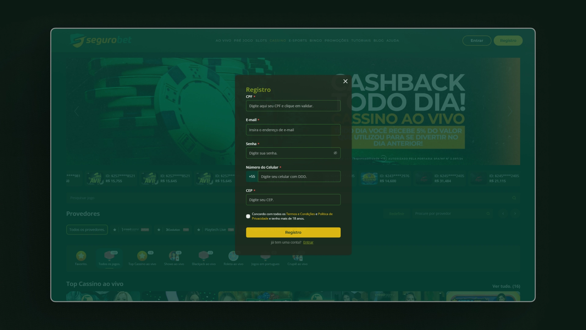 screenshot Como resgatar o bônus 01 segurobet