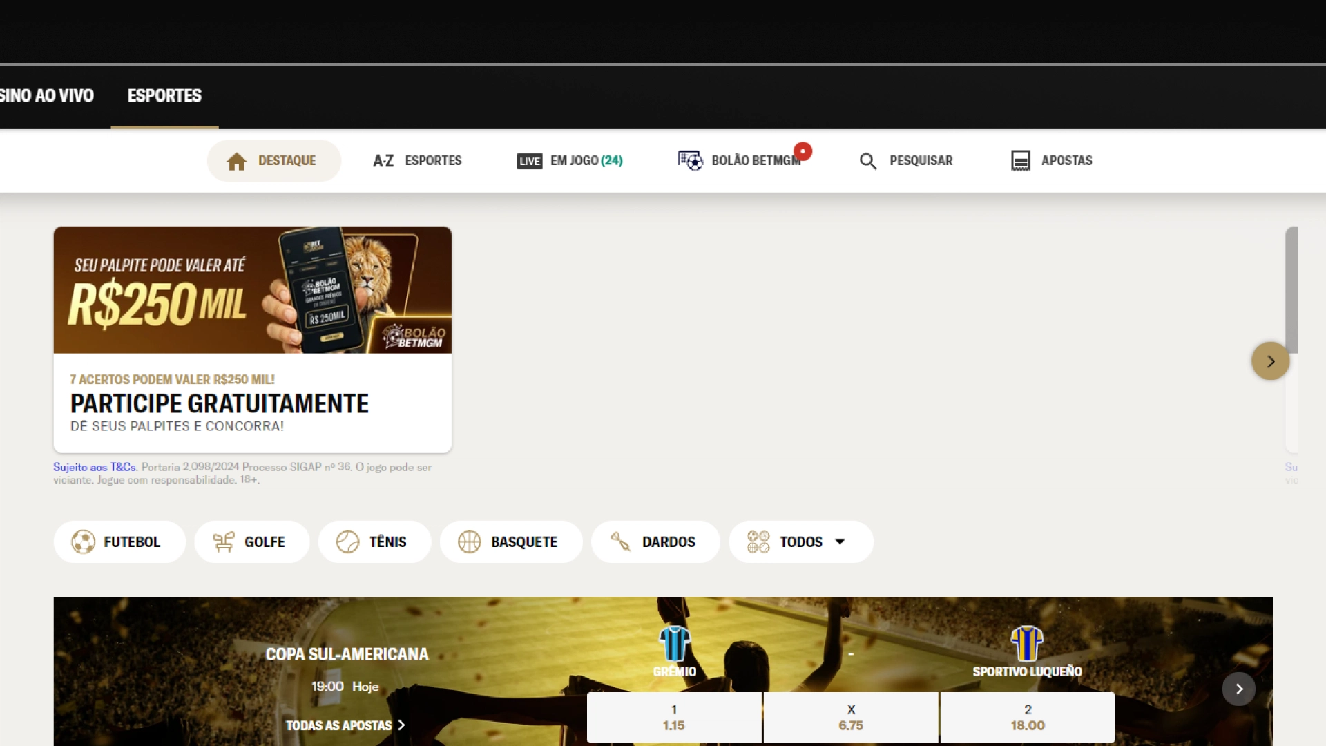 screenshot Como resgatar o bônus passo 01 betmgm