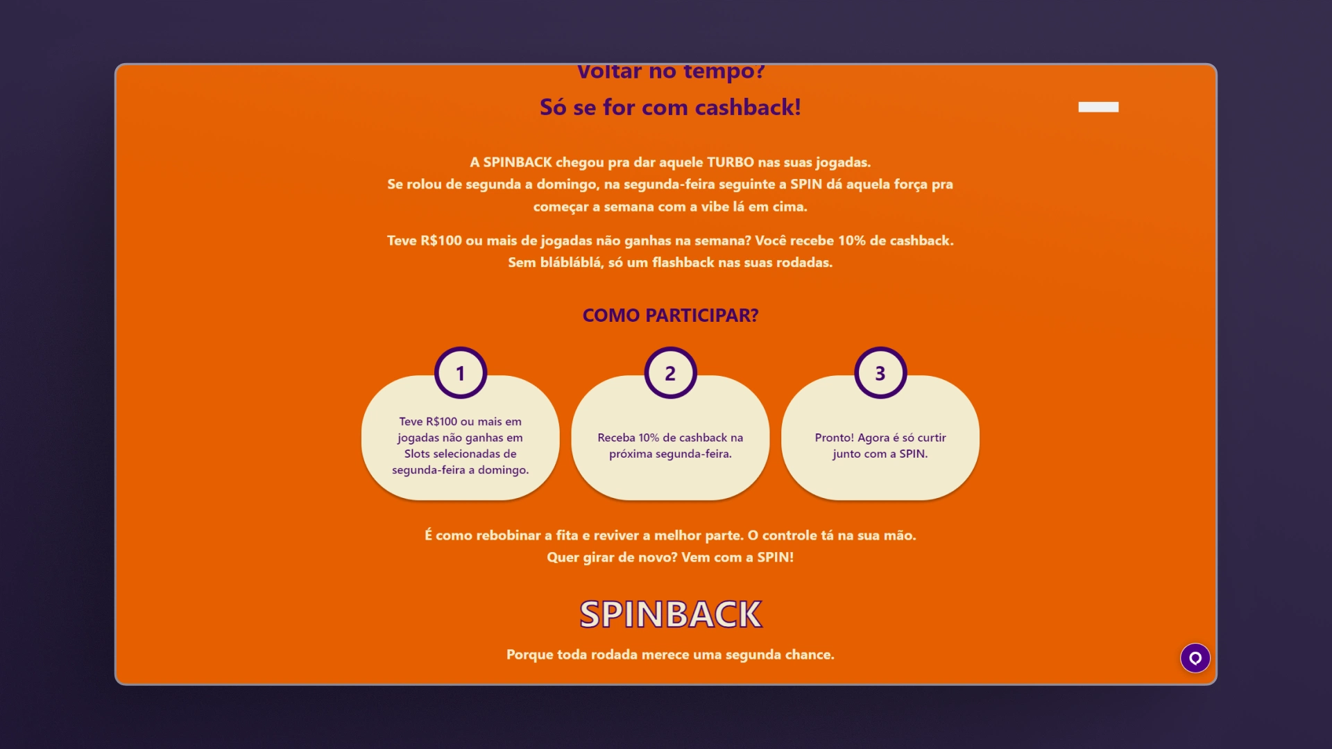 screenshot Como resgatar o bônus passo 02 Spin-bet