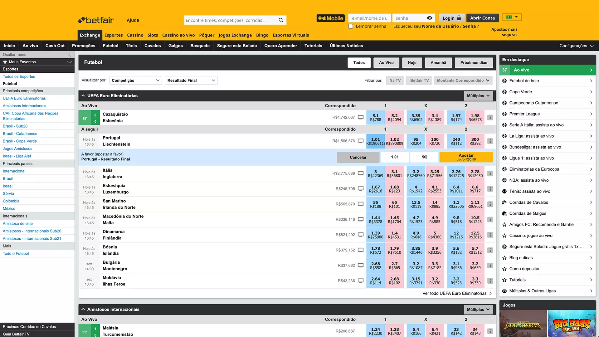 screenshot Betfair Aposta A Favor