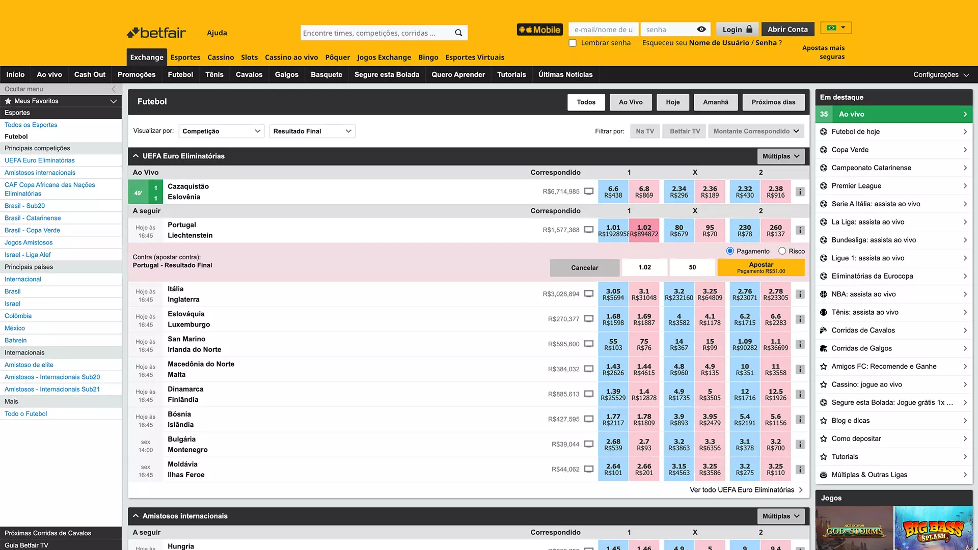 screenshot Betfair Aposta Contra