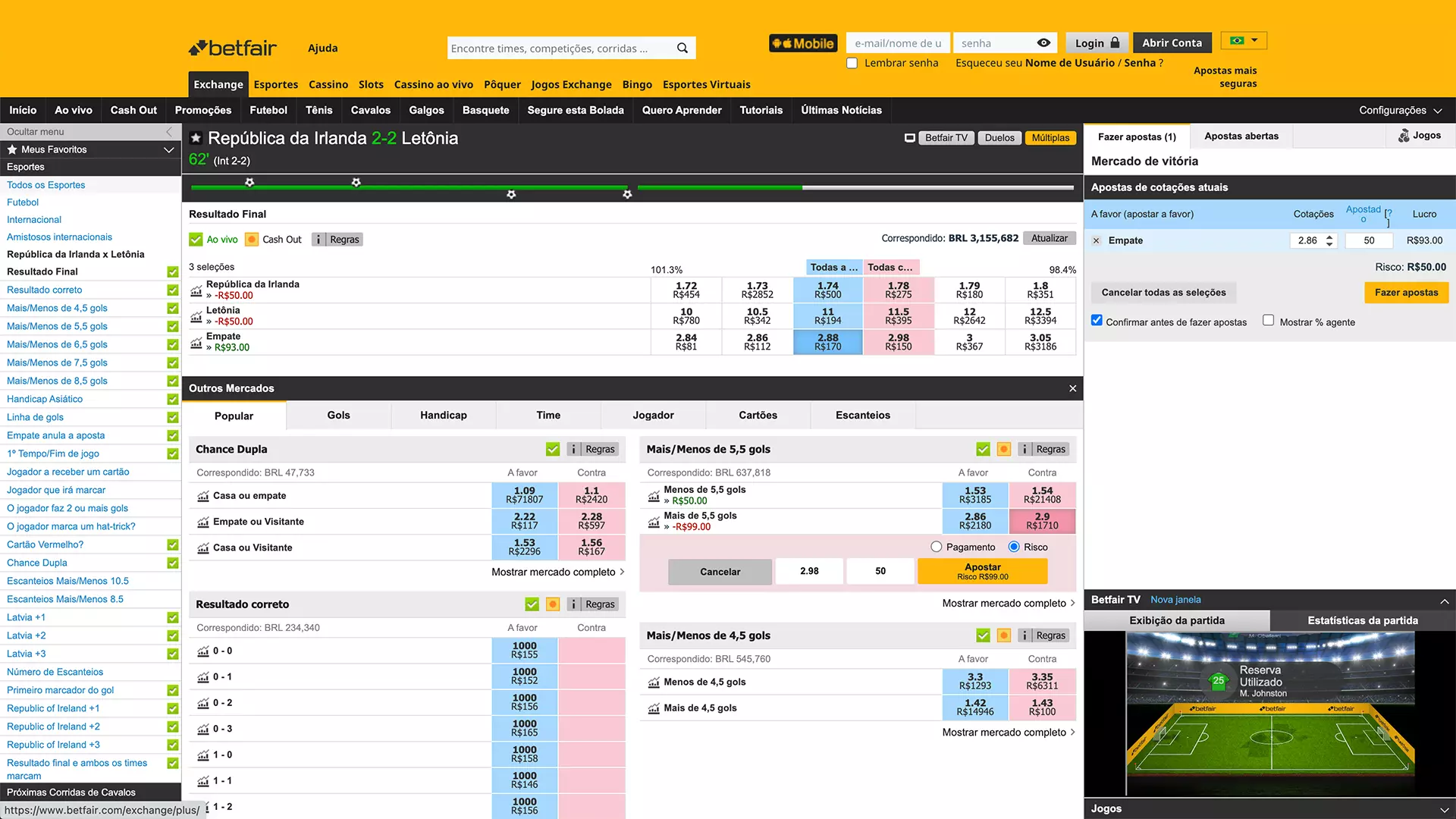 depósito mínimo betfair