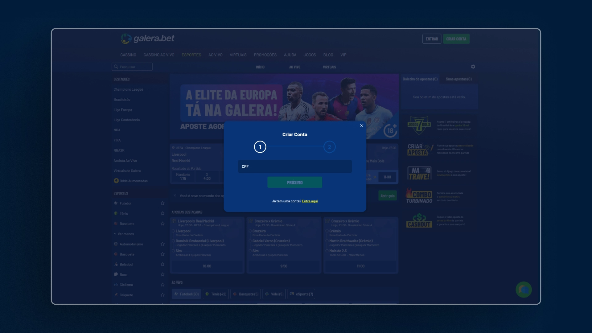 screenshot cadastro 01 galerabet