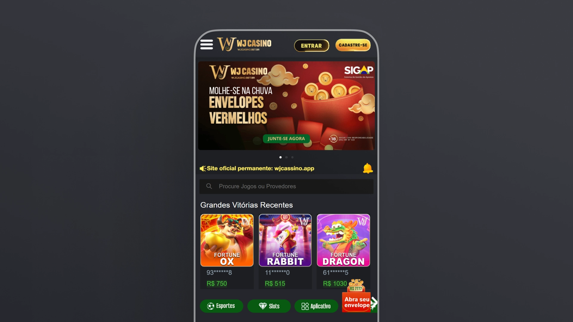 screenshot cadastro 01 wjcasino