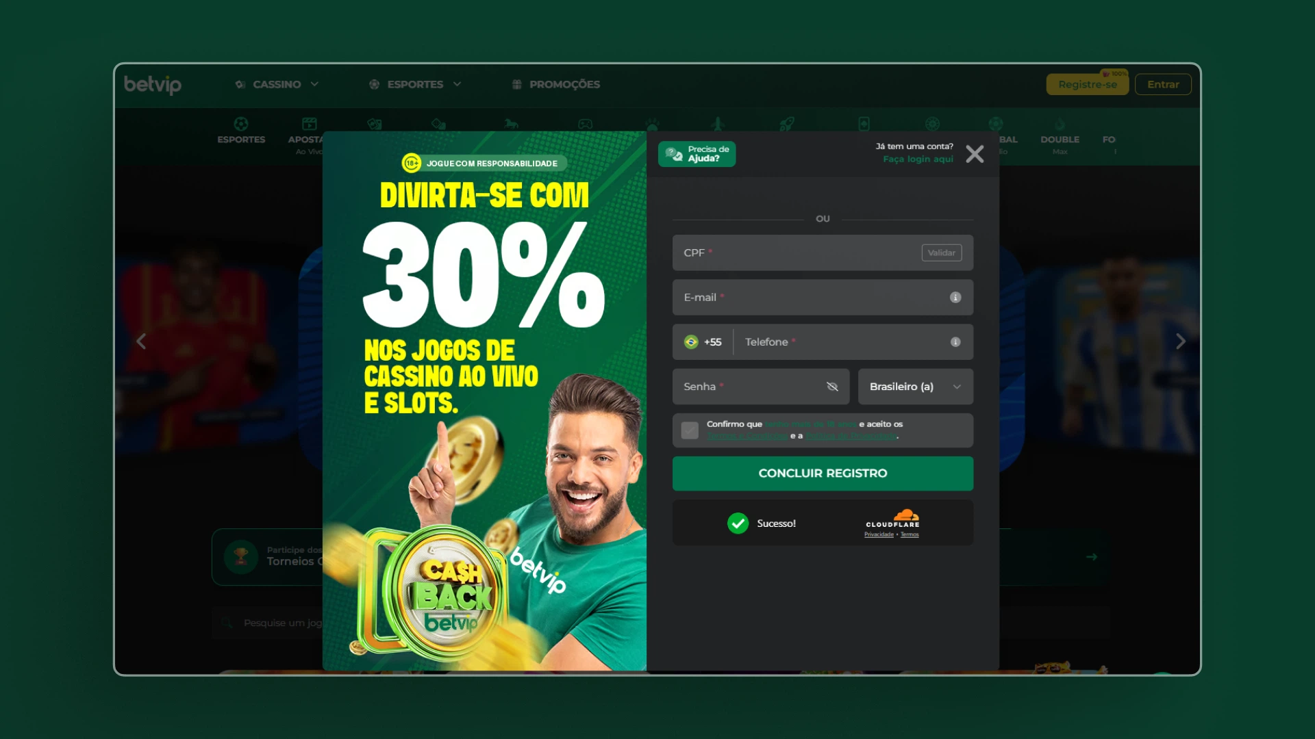 screenshot cadastro 02 Betvip