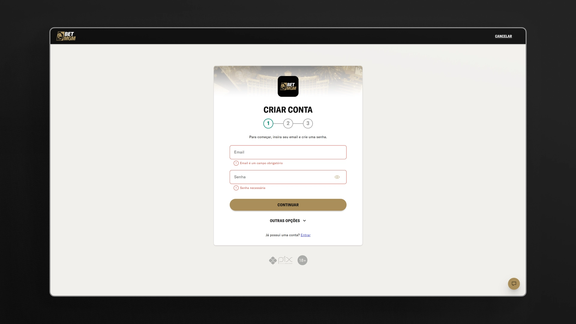 screenshot cadastro 02 betmgm