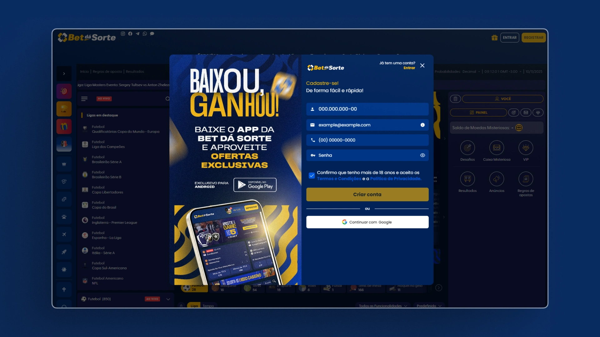 screenshot cadastro 2 Bet da sorte