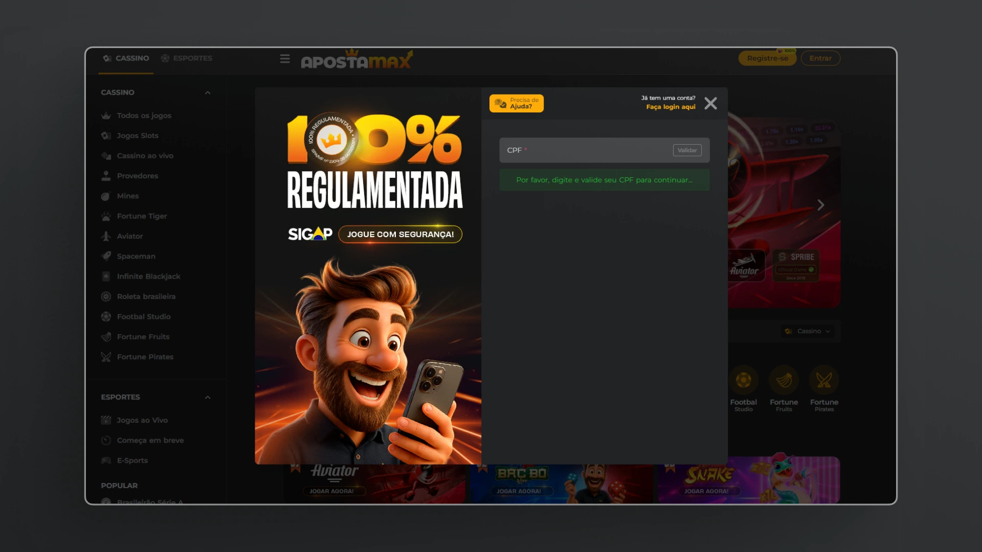 screenshot cadastro ApostaMax 02
