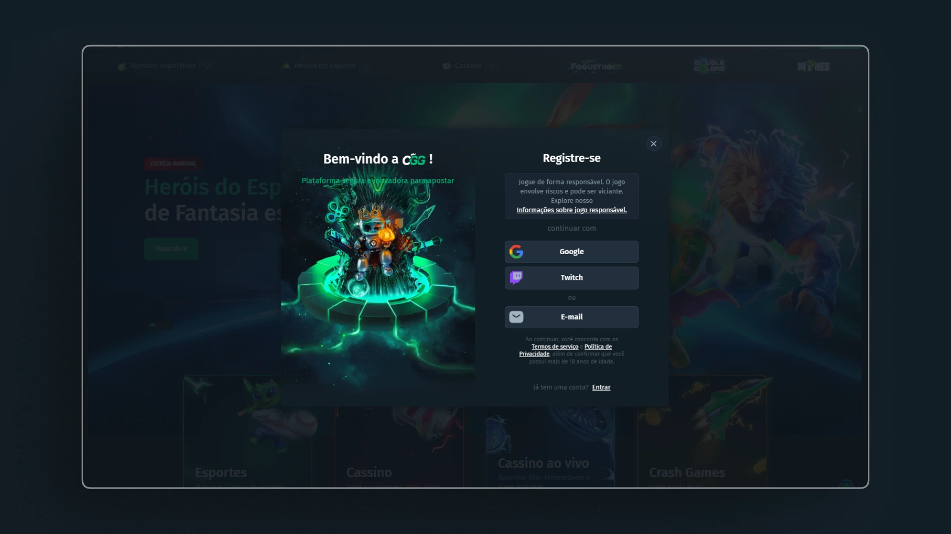 screenshot cadastro CGG