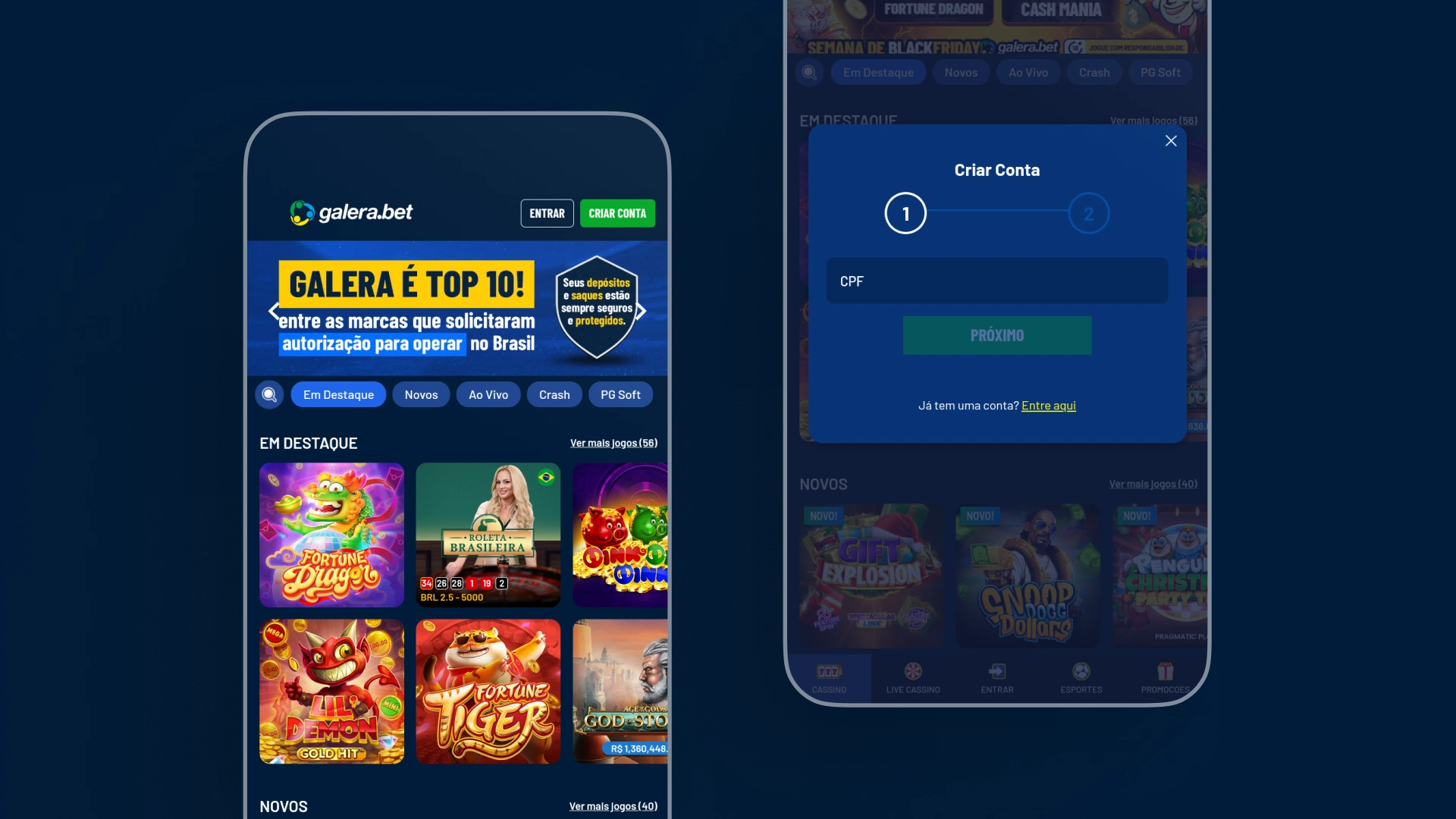 screenshot cadastro mobile GaleraBet