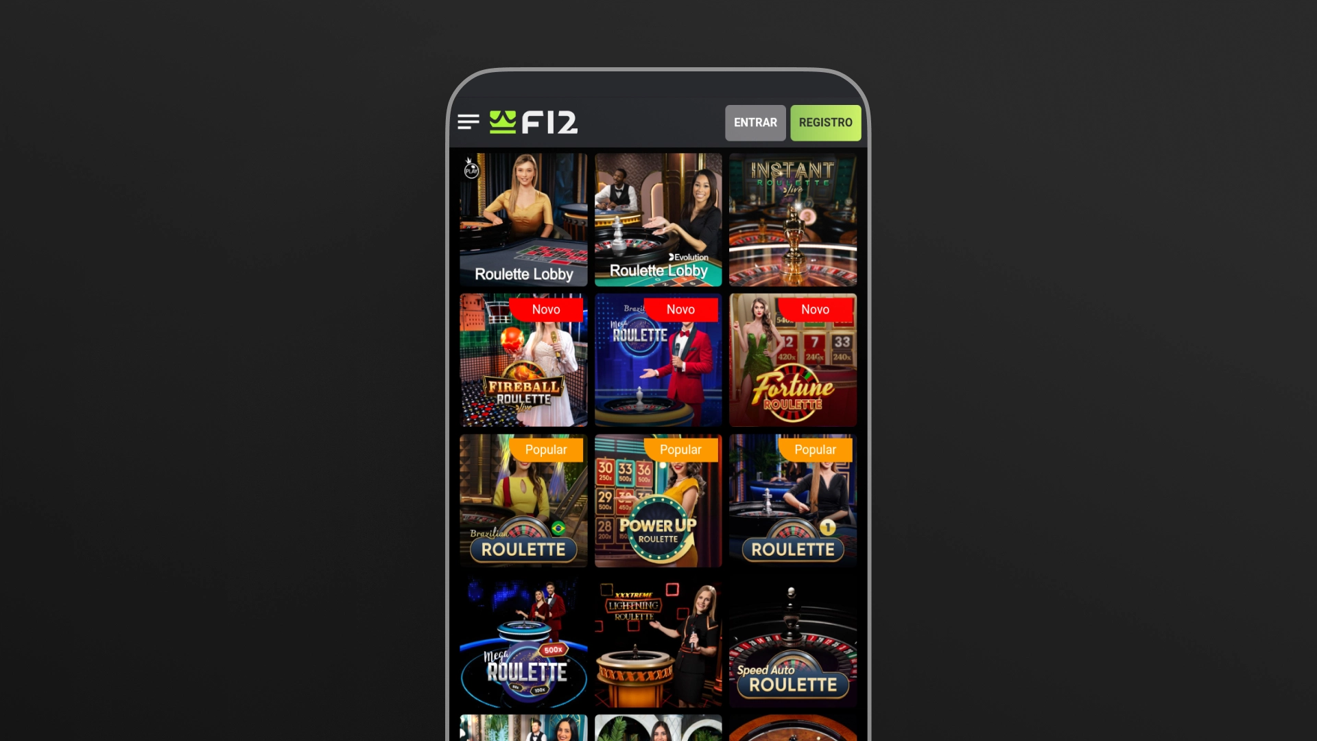 screenshot cassino ao vivo F12 bet