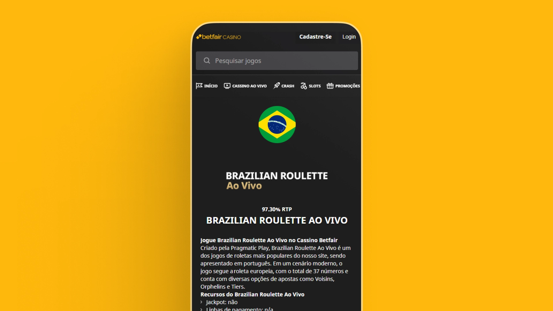 screenshot cassino ao vivo betfair