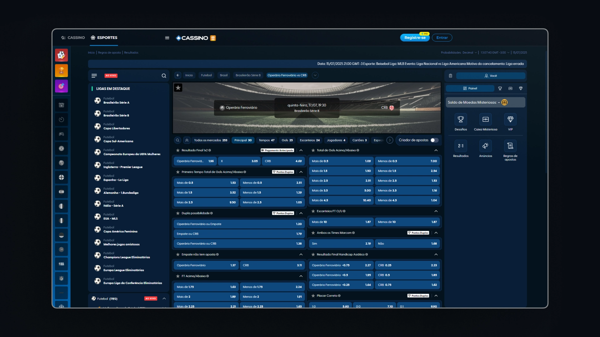 screenshot como apostar 1 CassinoBet