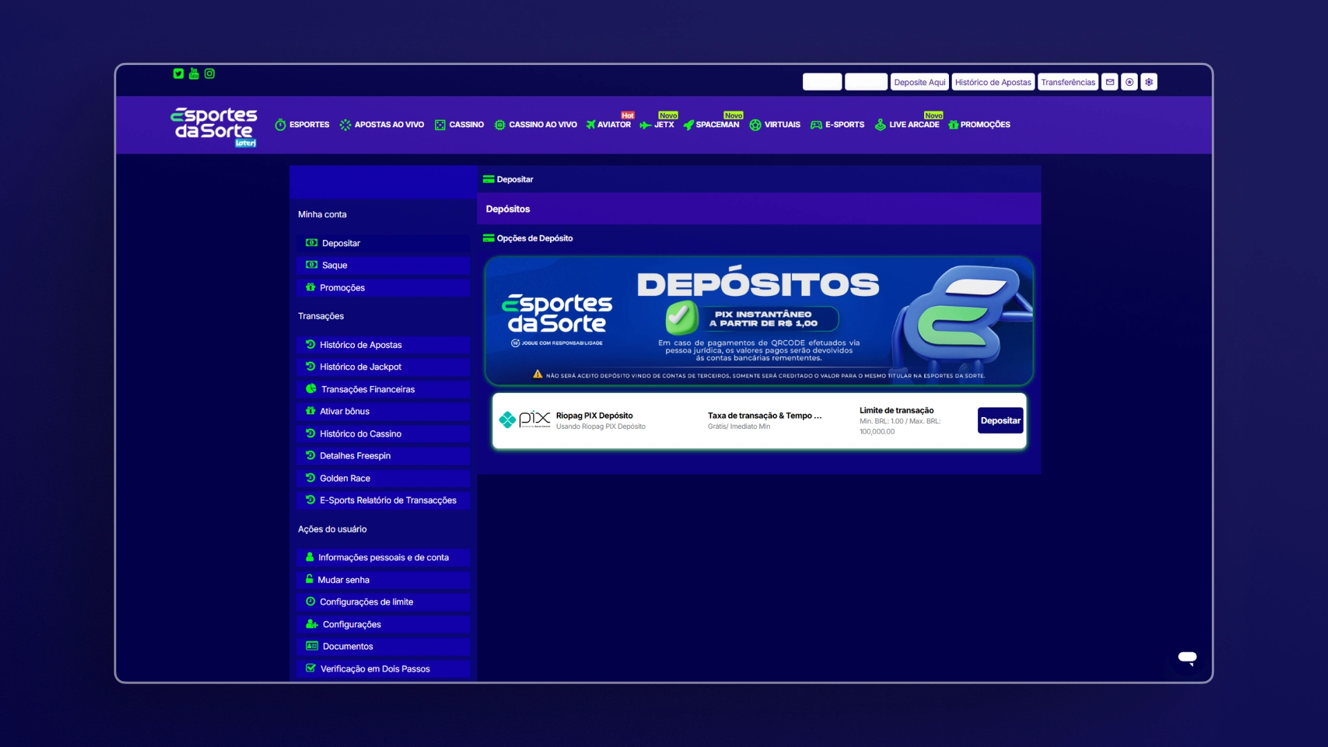 screenshot deposito 02 esportes da sorte
