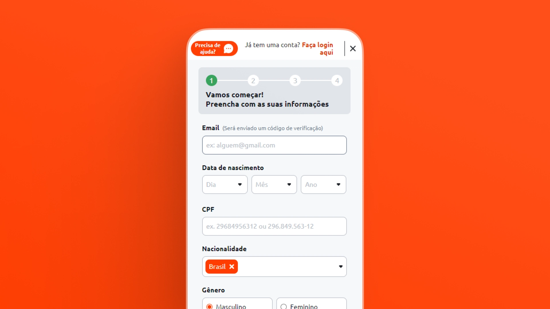 screenshot mobile cadastro betano
