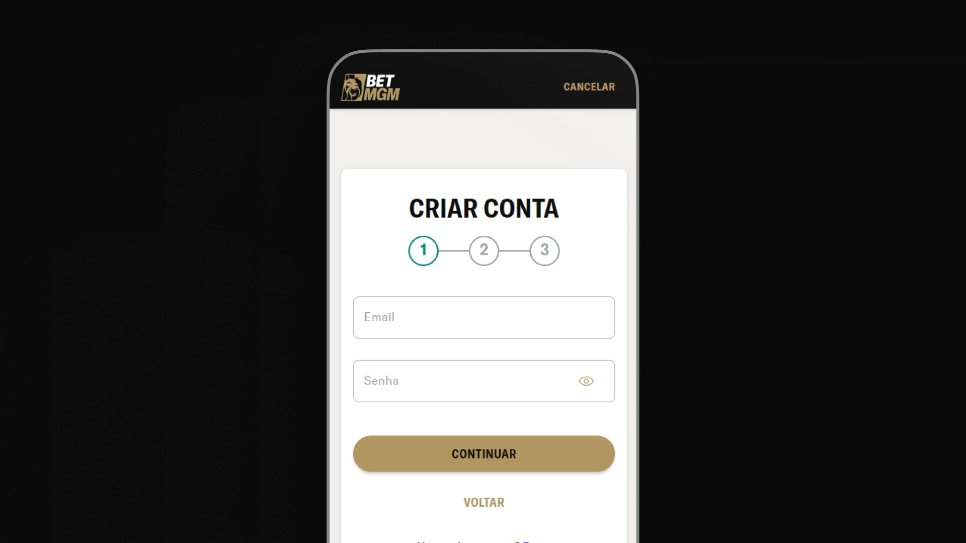 screenshot mobile cadastro betmgm