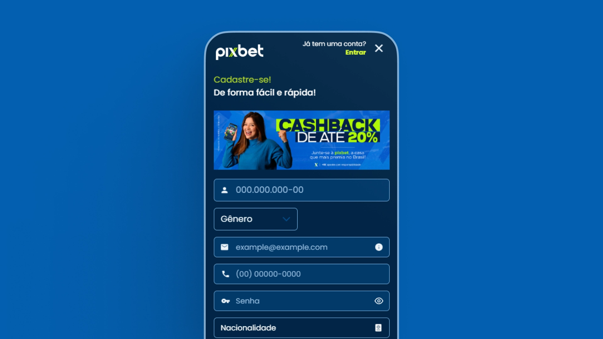 screenshot mobile cadastro pixbet