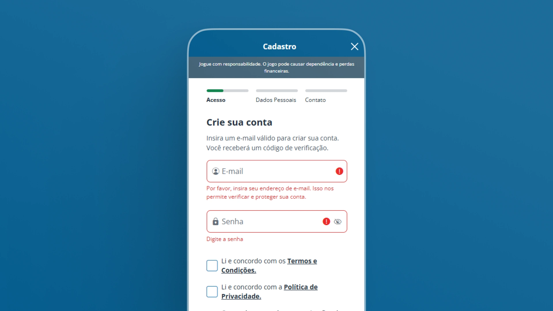 screenshot mobile cadastro sportingbet