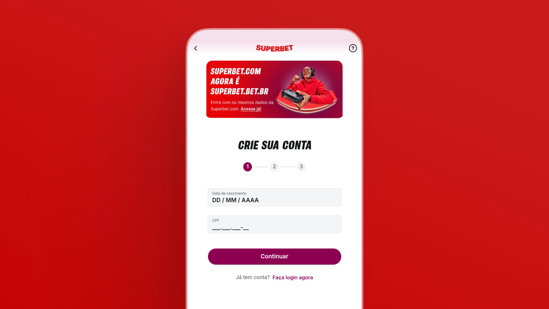 screenshot mobile cadastro superbet