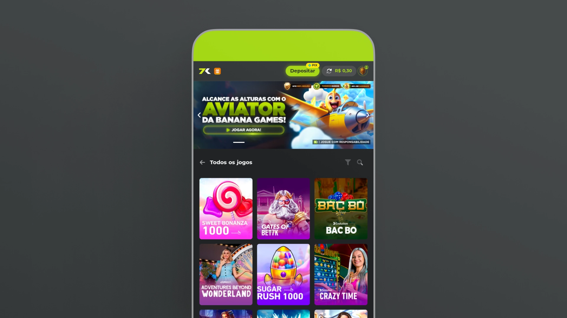 screenshot mobile cassino 7kBet