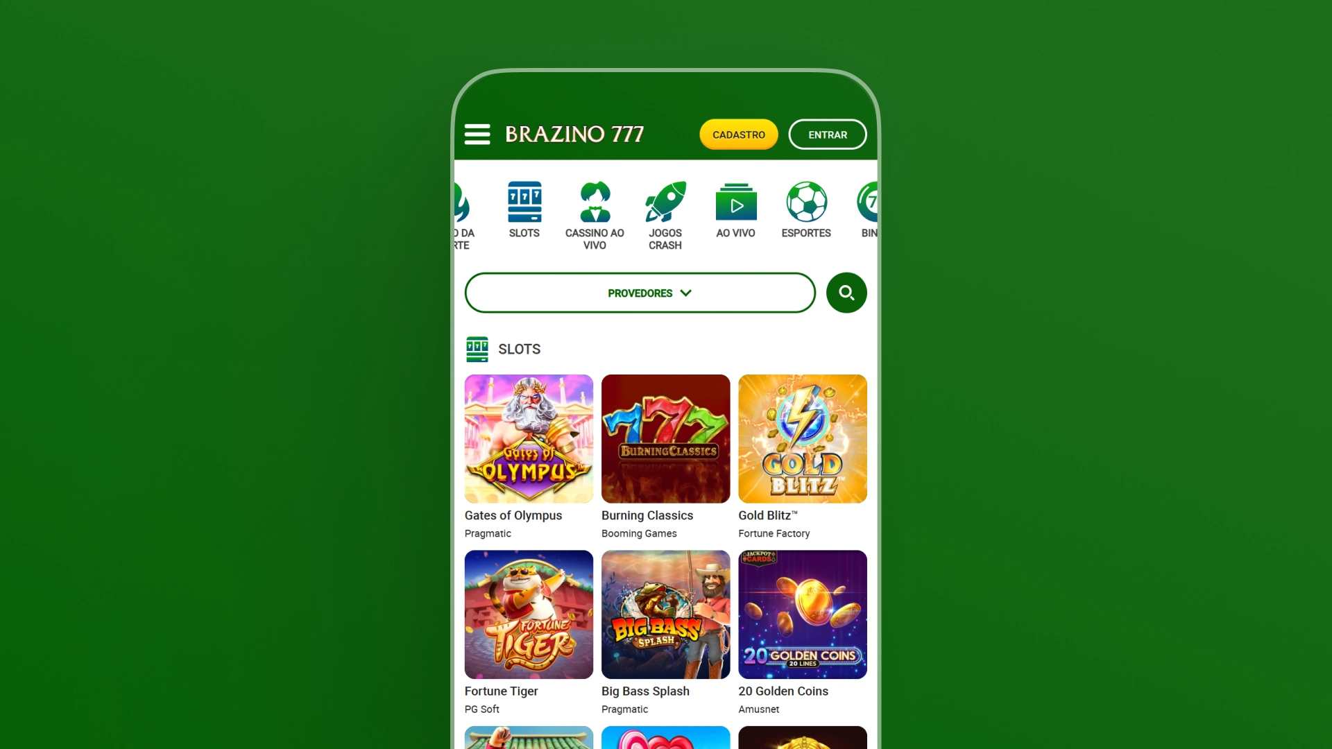 screenshot mobile cassino Brazino777