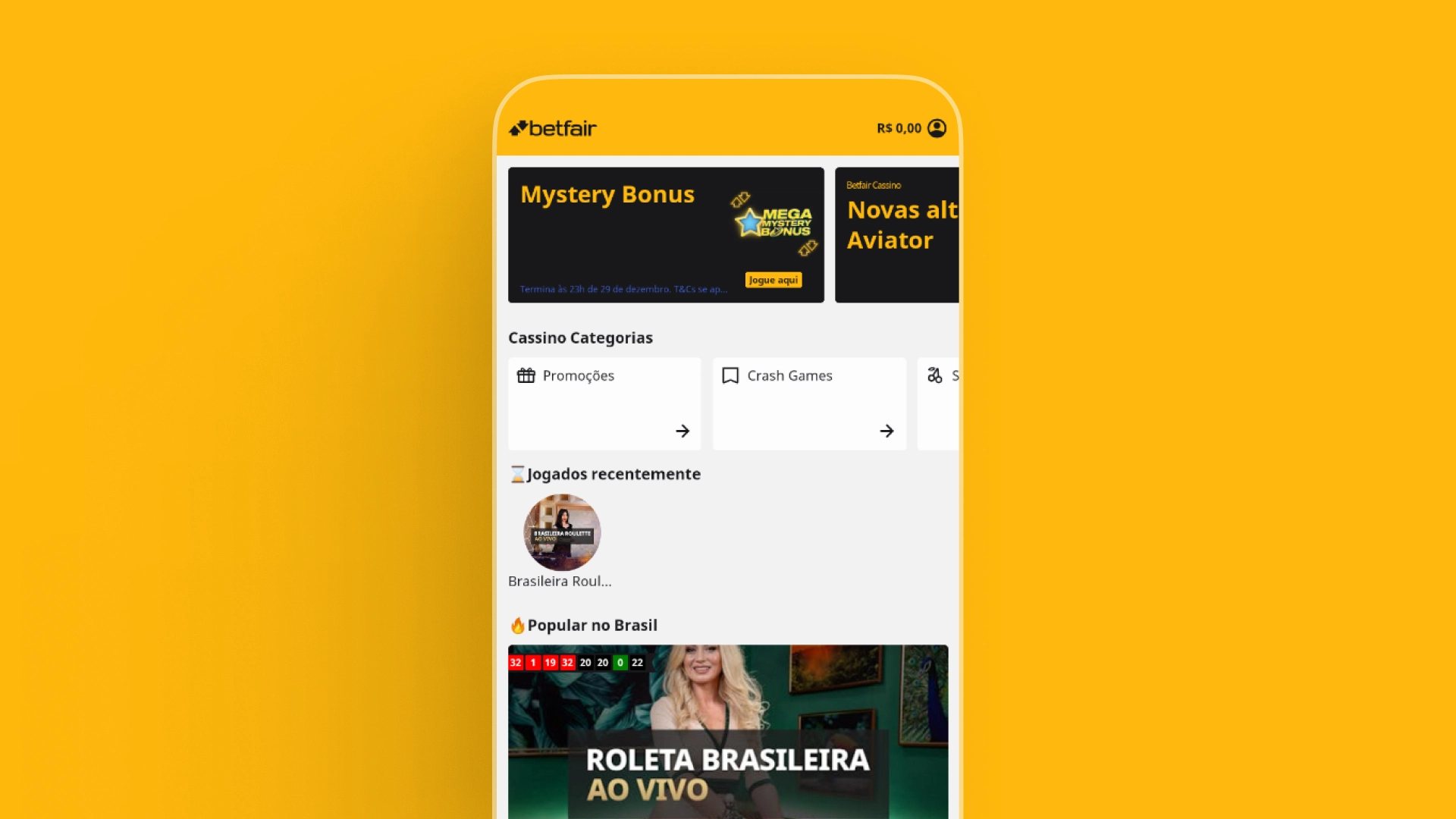 screenshot mobile cassino betfair