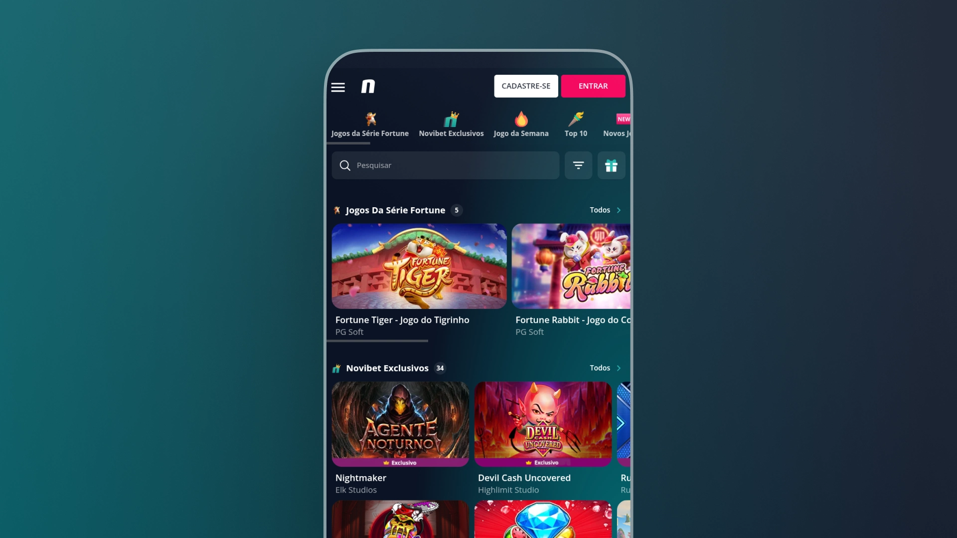 screenshot mobile cassino novibet