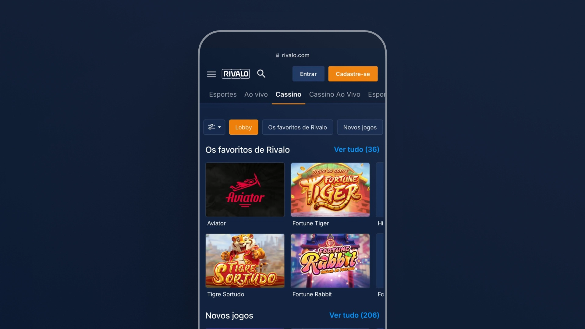 screenshot mobile cassino rivalo