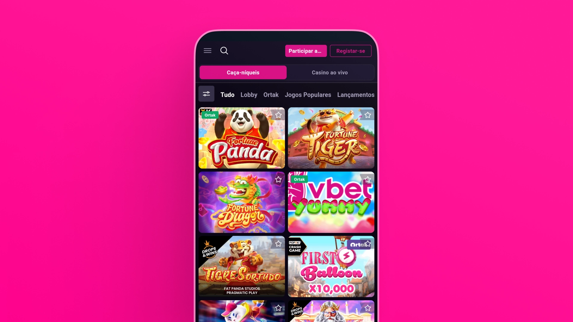 screenshot mobile cassino vbet
