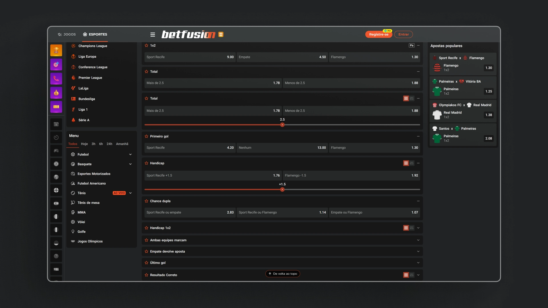 screenshot odds BetFusion