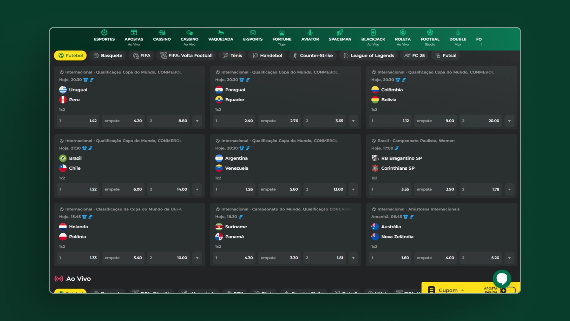 screenshot odds Betvip