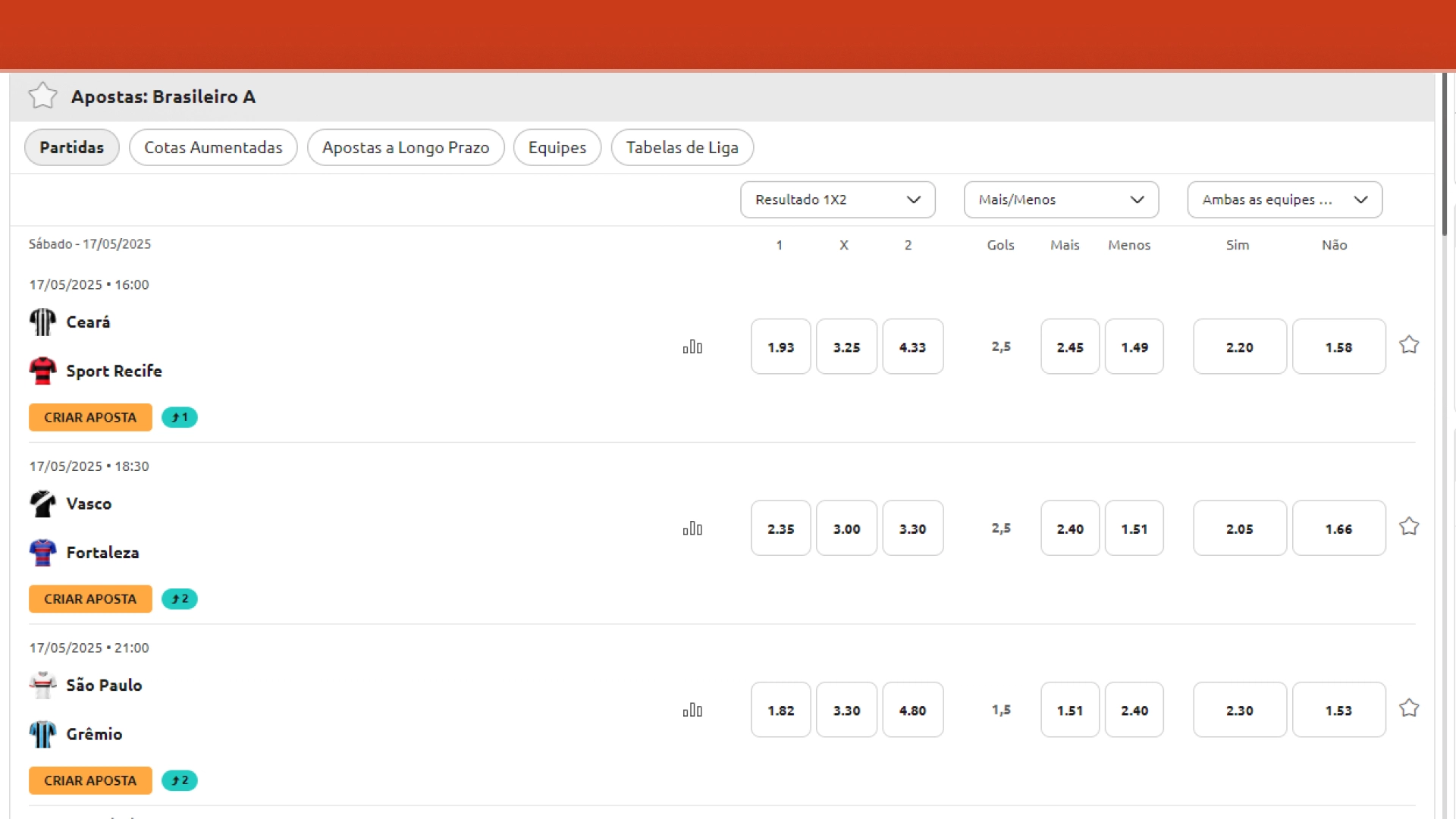 screenshot odds esportivas betboo