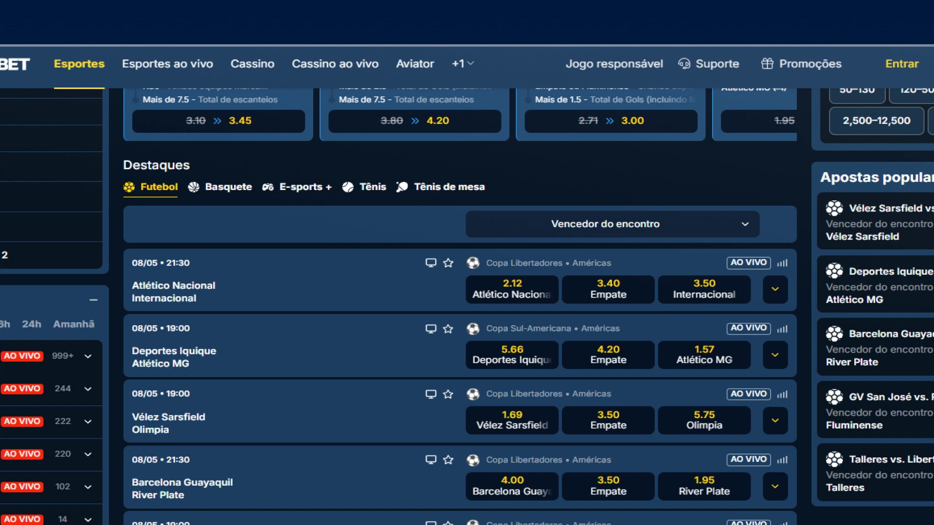screenshot odds esportivas estrelabet