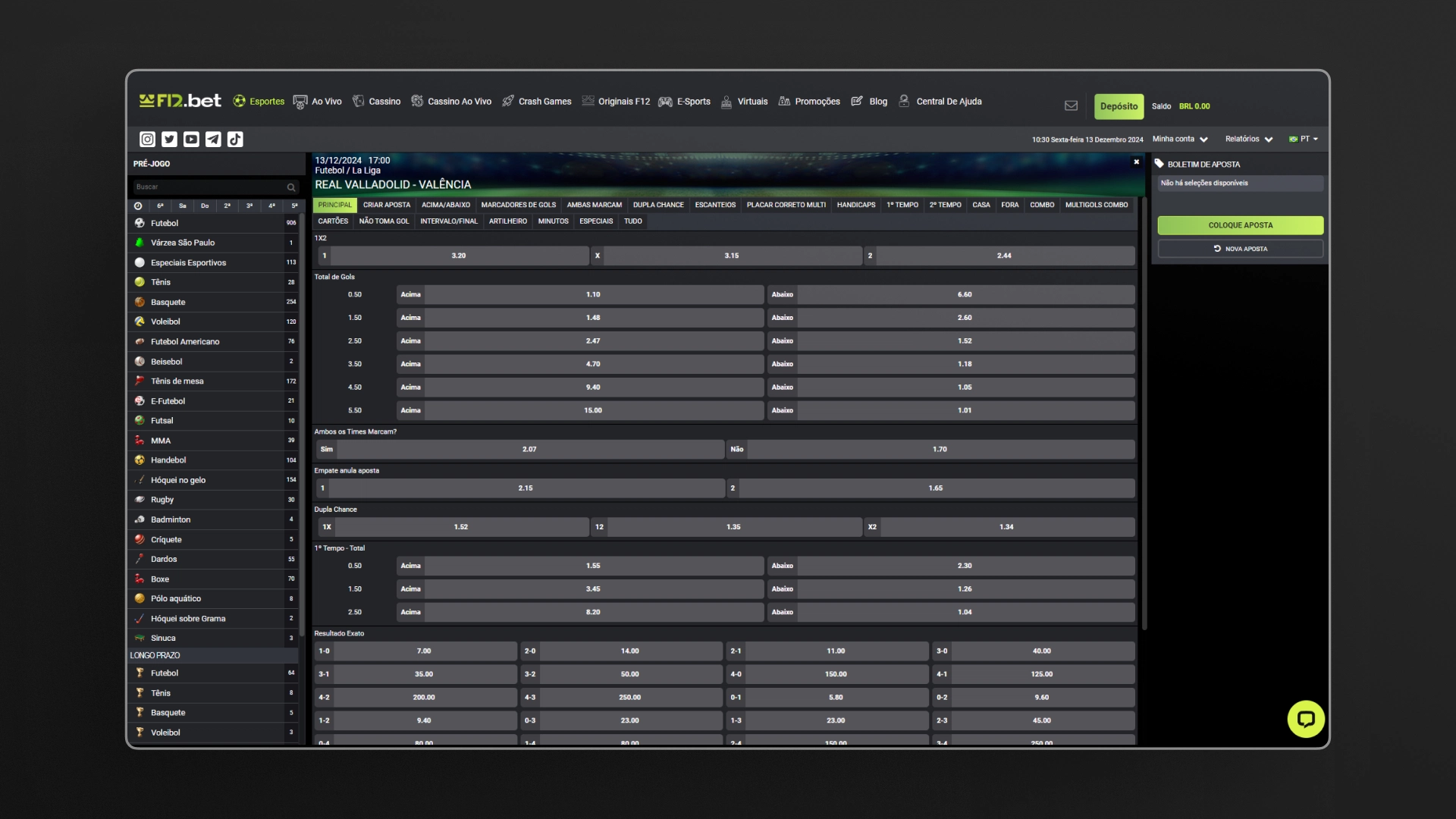 screenshot odds f12bet