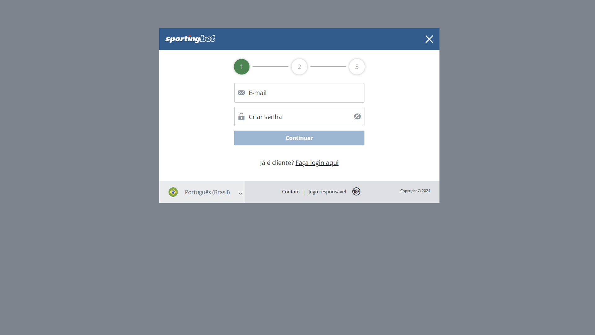 screenshot passo 2 cadastro sportingbet