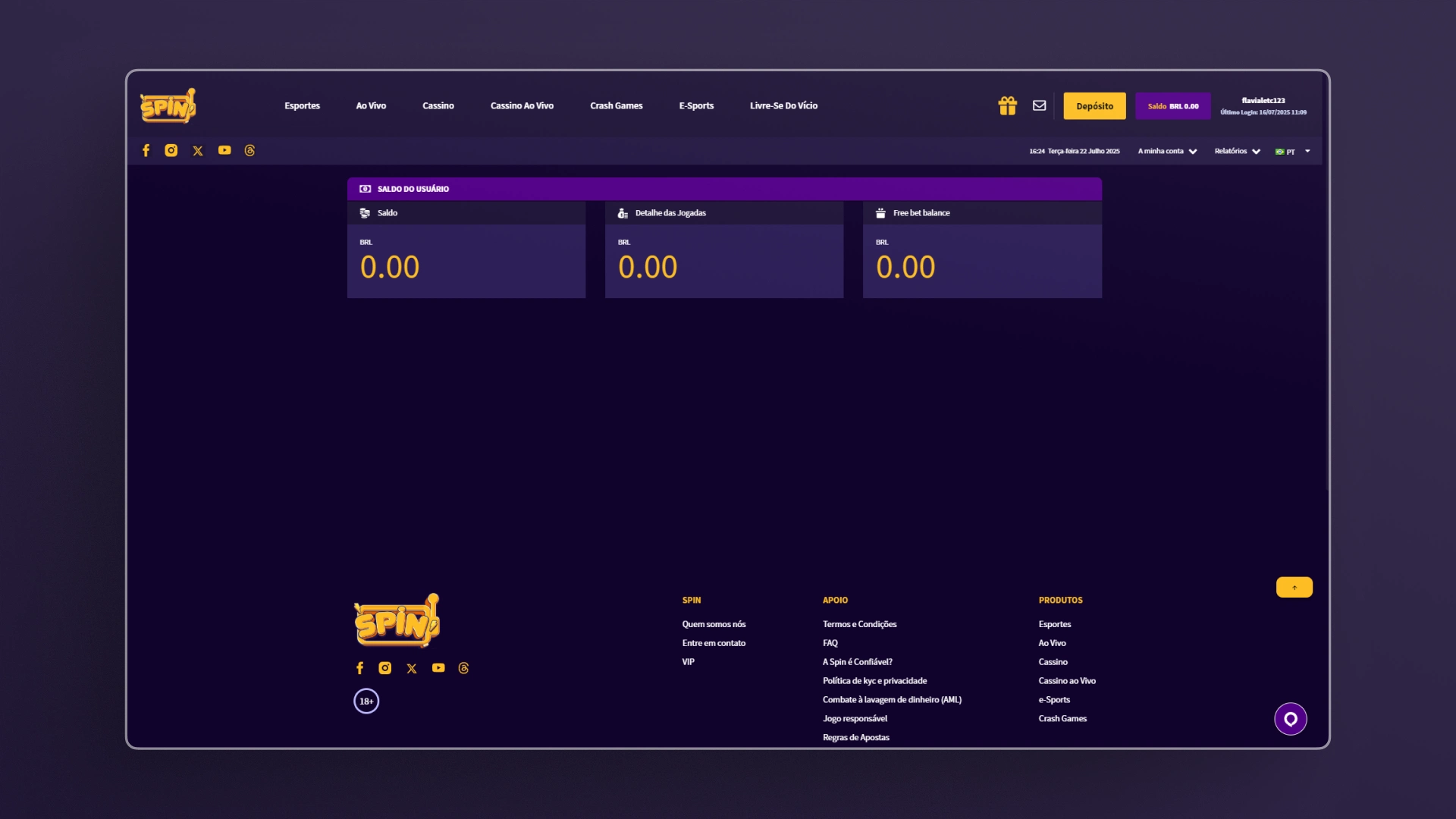 screenshot saldo 02 Spin bet