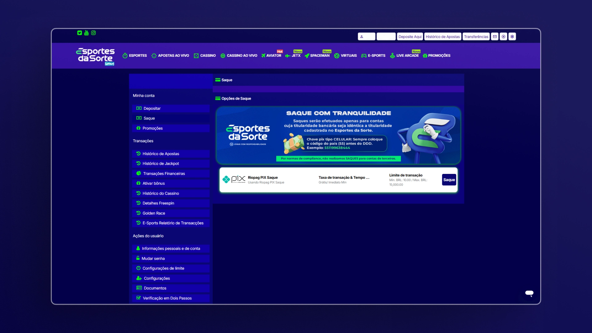 screenshot saque esportes da sorte