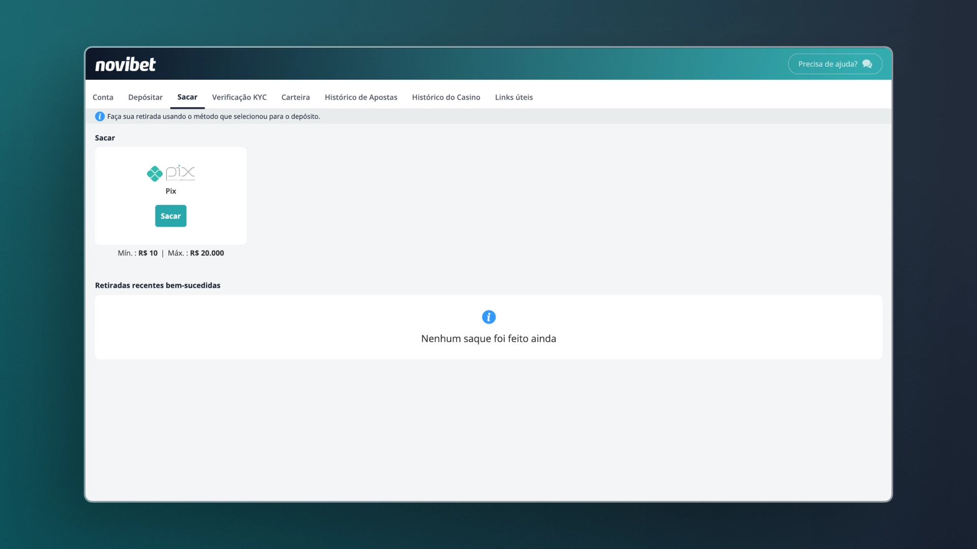 screenshot saque novibet