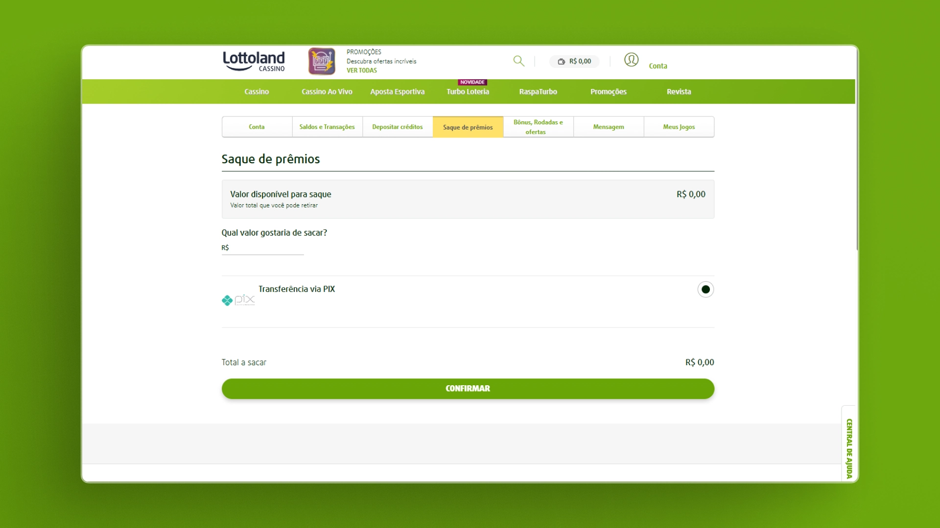 screenshot saque passo 2 lottoland