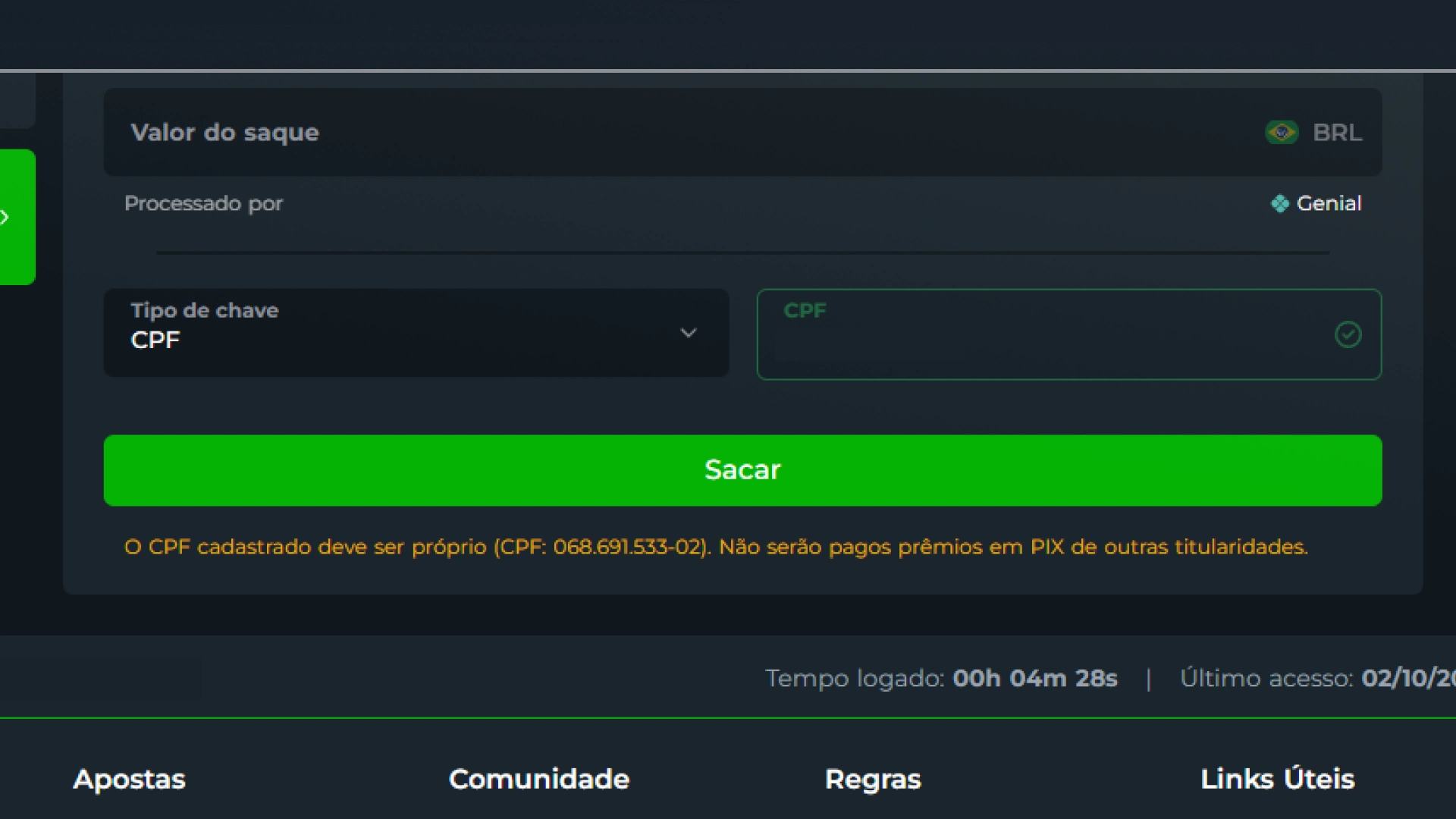 screenshot saque passo 3 br4bet