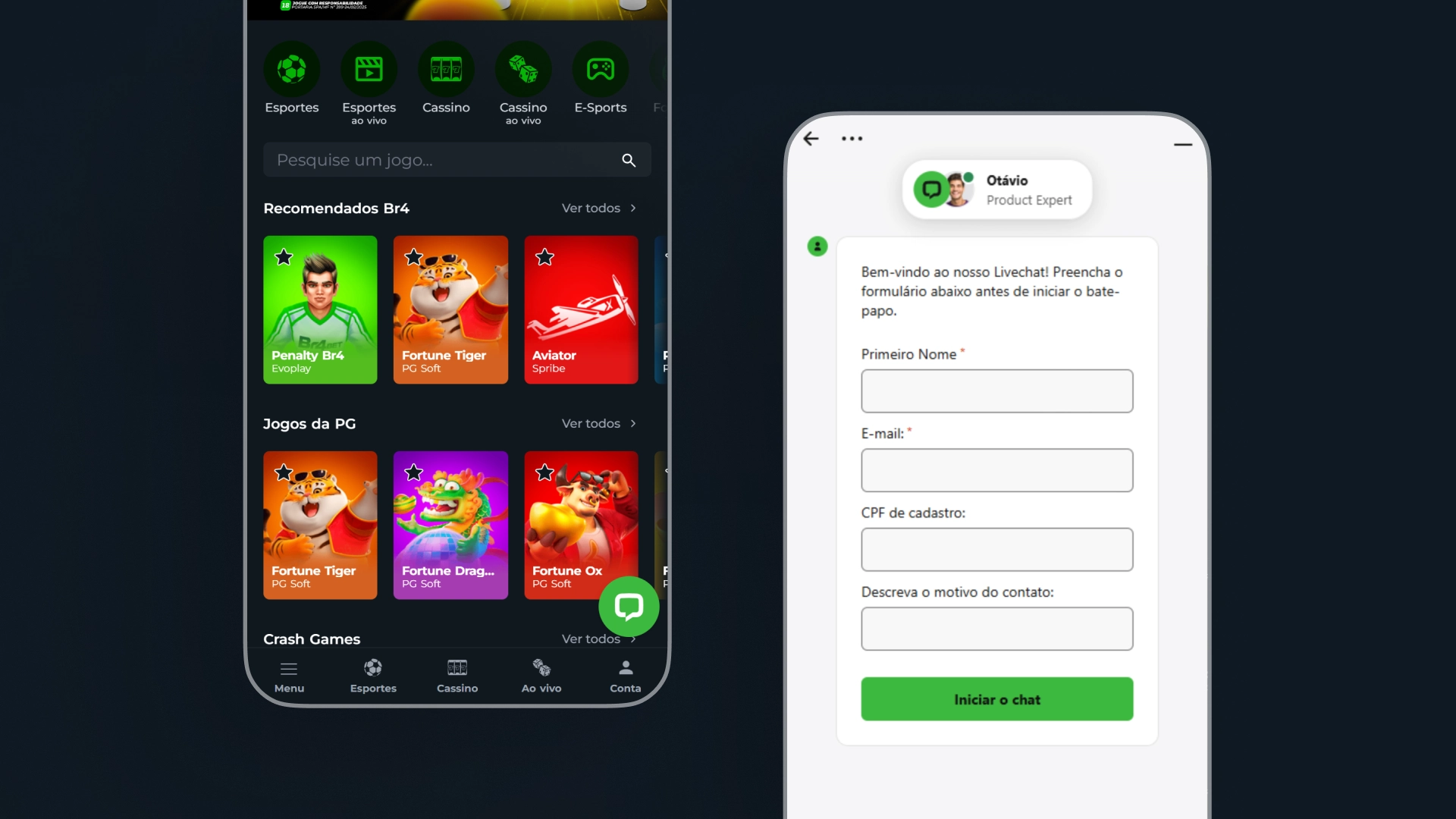 screenshot suporte chat Br4Bet