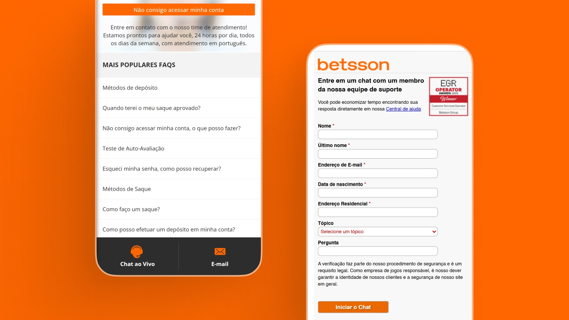 screenshot suporte chat betsson