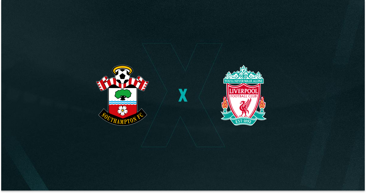 Escudos de Southampton e Liverpool, que se enfrentam pela Copa da Liga Inglesa