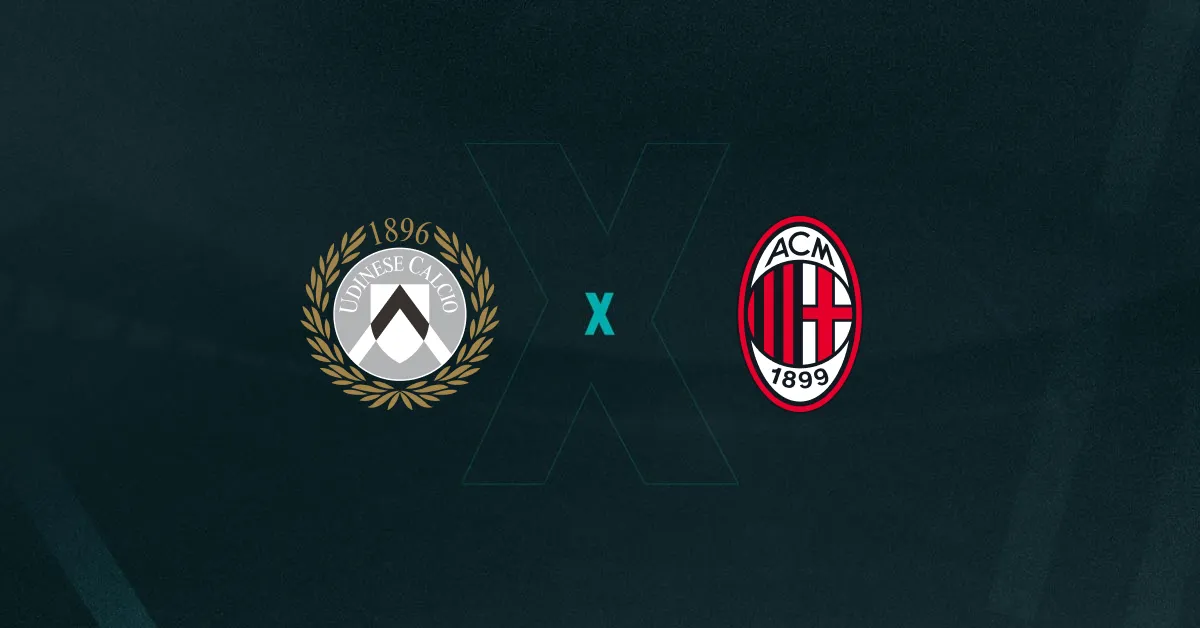 Escudos de Udinese e Milan, que duelam pelo Campeonato Italiano