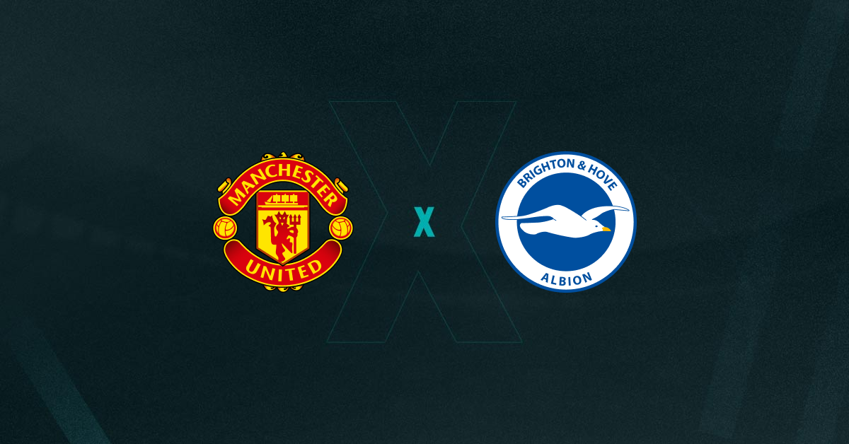 Escudos de Manchester United e Brighton, que duelam pela Premier League