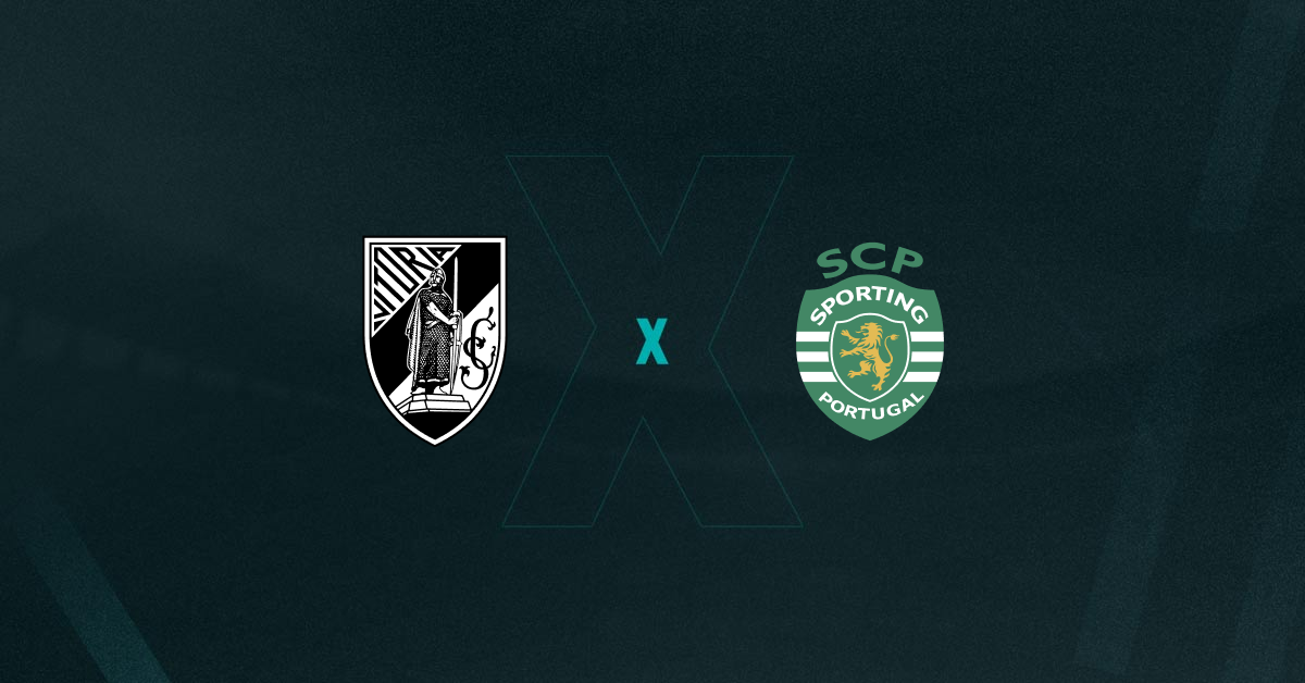 Escudos de Vitória de Guimarães e Sporting, que se enfrentam pelo Campeonato Português
